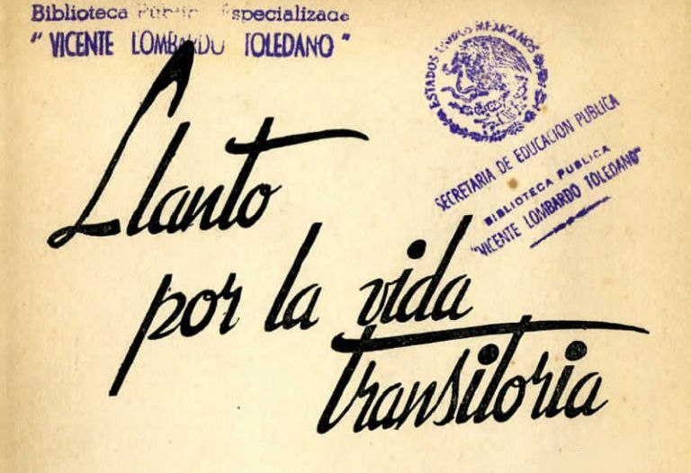 Título del libro de Luis Octavio madero: Llanto por la vida transitoria